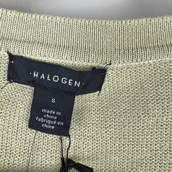 Halogen Sage Green Linen Blend Lightweight Cardigan Sweater Small NWT Nordstrom - Picture 5 of 8